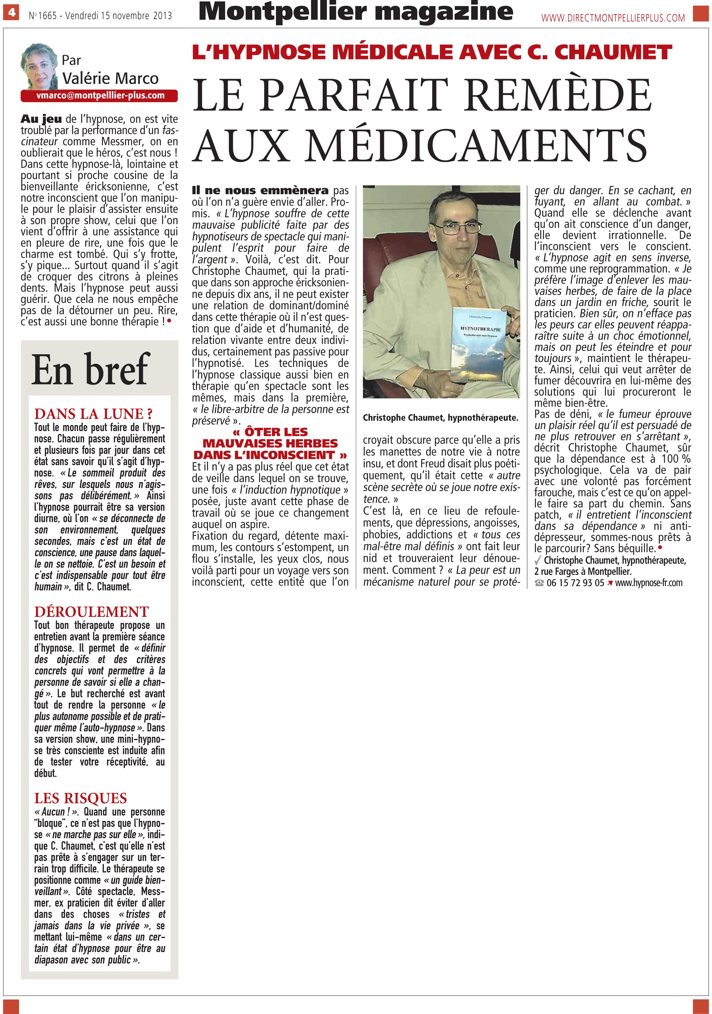 Article in Direct Matin, November 2013